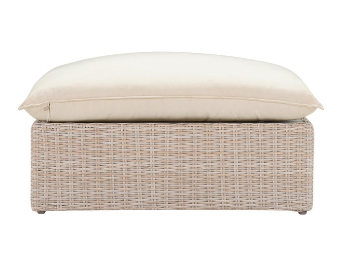 Cali 39.5" Wide Natural Wicker Outdoor Ottoman / Coffee Table