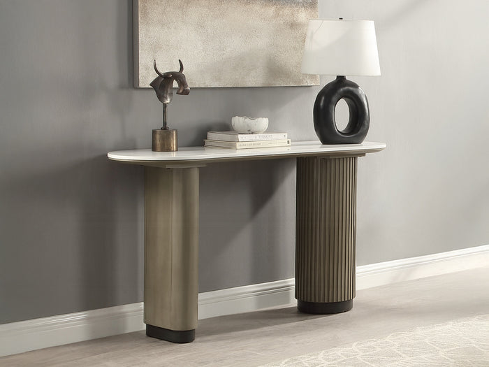 Clayten 55" Wide Engineered Stone Top Console Table