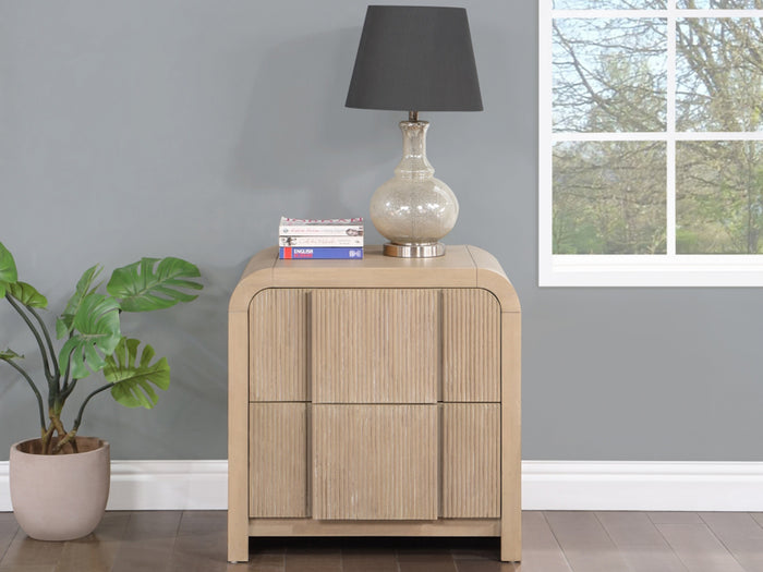 Fluted 26" Tall 2 Drawer Nightstand