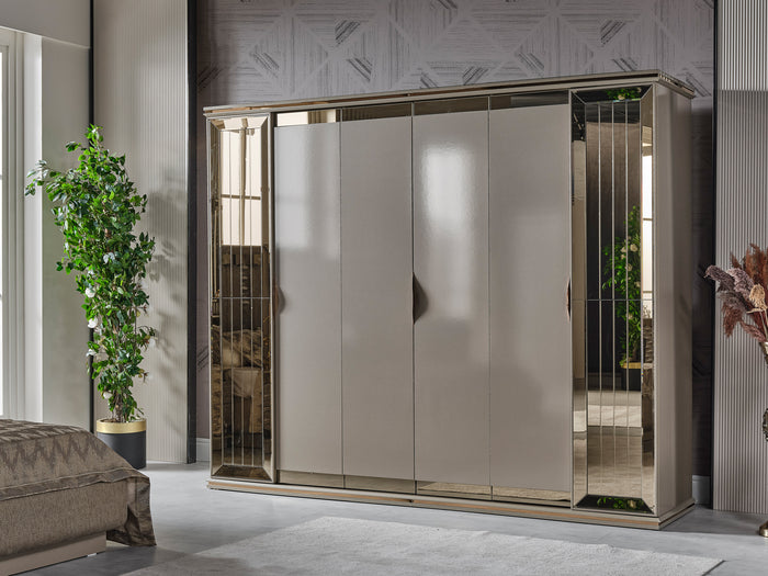 Gokce 103" Wide 6 Door Wardrobe