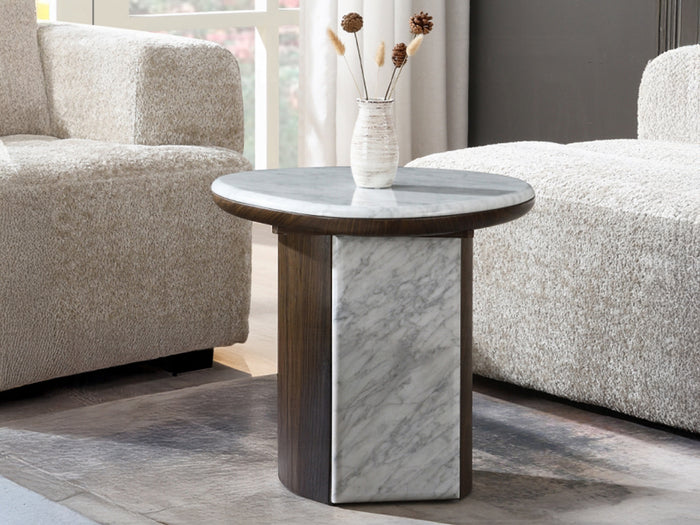 Haidar 20" Tall Marble Top End Table