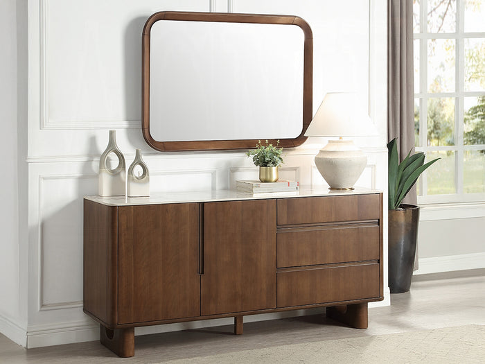 Harvey 86" Wide 2 Door & 3 Drawer Buffet With Mirror