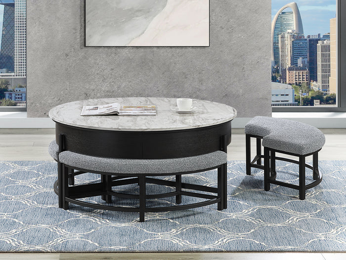 T 42 Model 42" Wide Smart Coffee Table With 3 Stools